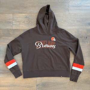 Cleveland Browns Women's Over Under Pullover Hoodie Brown ~ Women’s Size Large